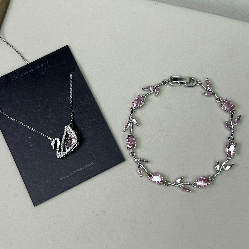 Ensemble Swan necklace X tulip bracelet