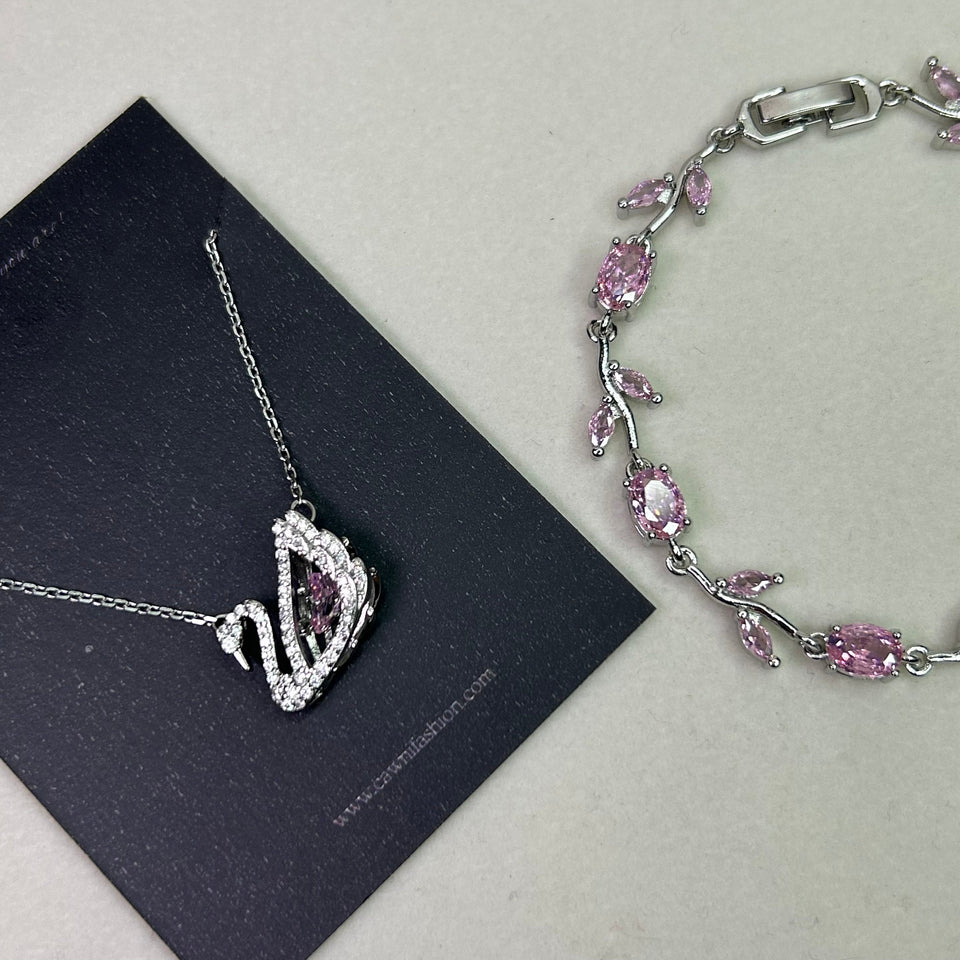 Ensemble Swan necklace X tulip bracelet